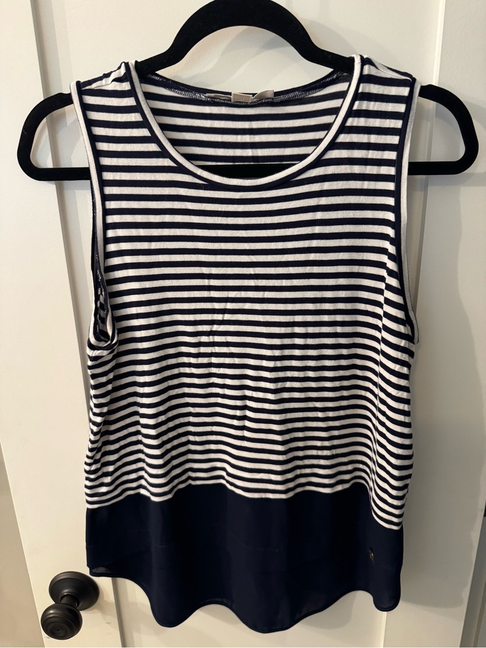 Michael Kors Navy and White Striped Sleeveless Top